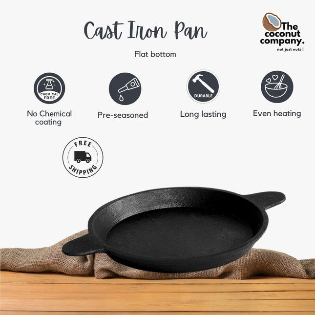 Cast Iron Frying Pan (8, 9 & 10 Inch) – Pre-Seasoned, Food-Grade Traditional Cookware