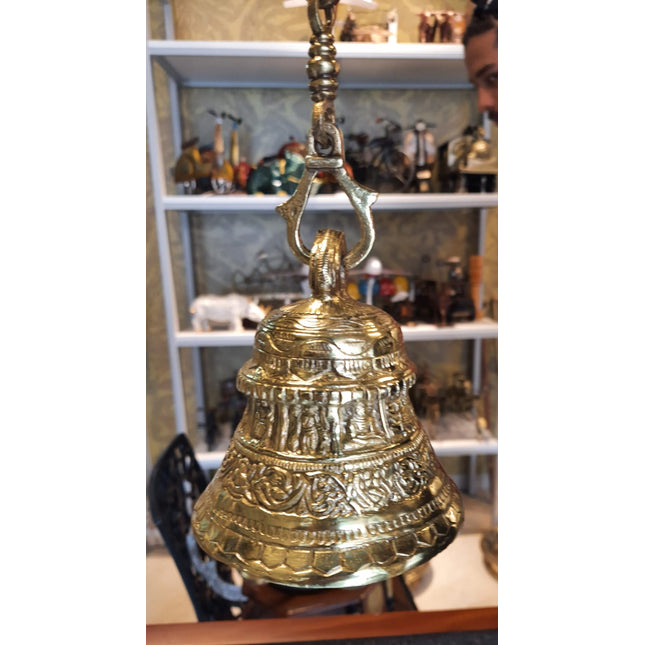 Hanging Bell with design and chain - 5.5 Inch