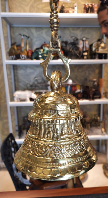 Hanging Bell with design and chain - 5.5 Inch