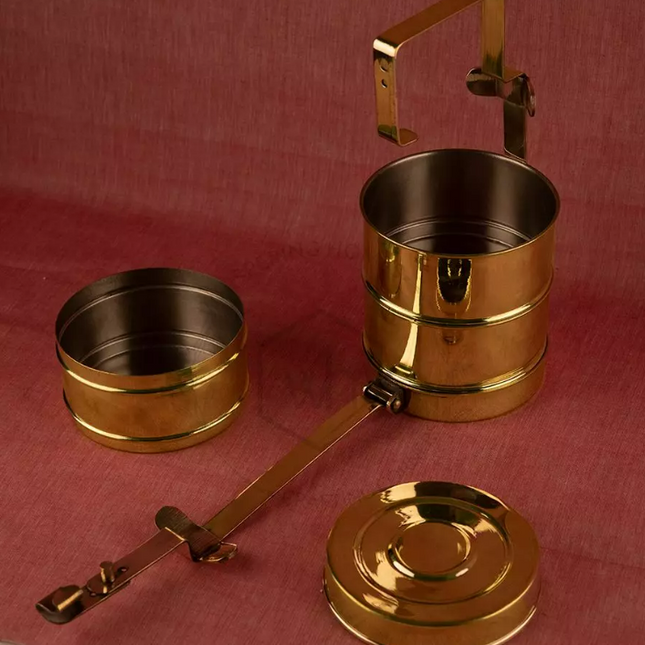 Brass Handmade Lunch Box with three compartments, Serveware, Tableware
