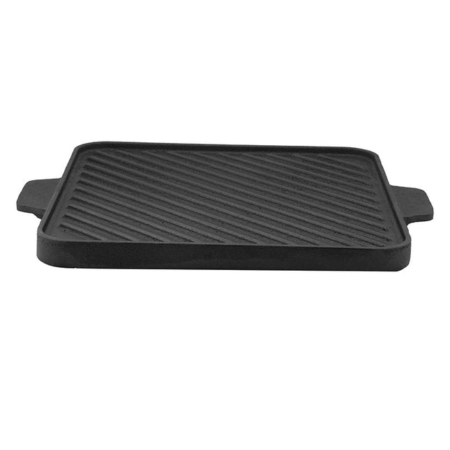 Pre-Seasoned Black Cast Iron Griddle Pan Reversible (Tawa + Grill Pan)-Black