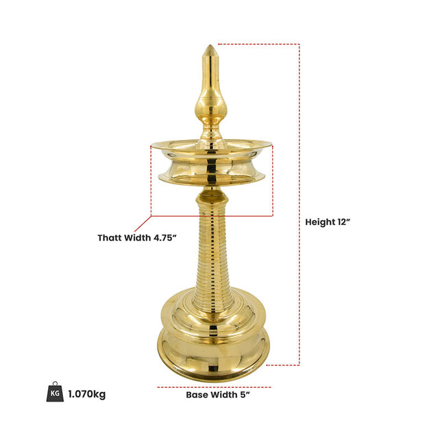 Authentic Kerala Brass Nilavilakku Lamp for Home Decor and Pooja