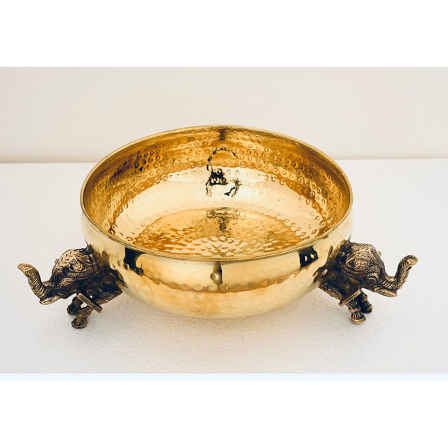 Brass Decorative Uruli with Elephant Stand-special