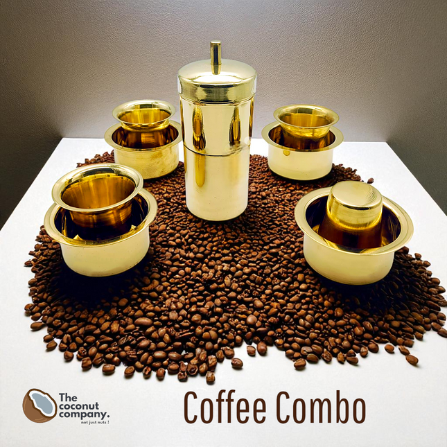Premium Brass South Indian Coffee Filter with 4 Dabara Sets – Authentic Filter Coffee Maker
