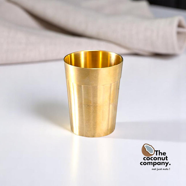 Handmade Bronze Tea Glass with Lining Design | Elegant Tumbler for Drinkware & Tableware -Matt Finish