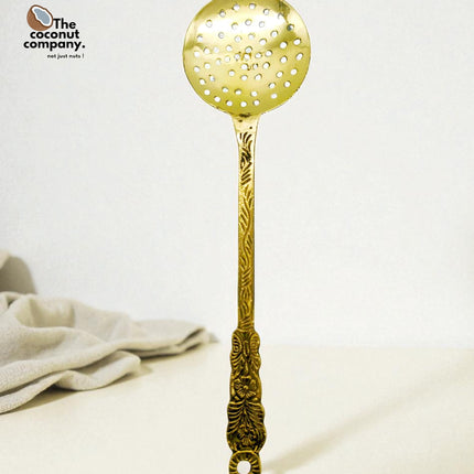 Brass Cooking Ladle - Antique Frying & Serving Spoon for Kitchen | Premium Brass Cooking Utensils