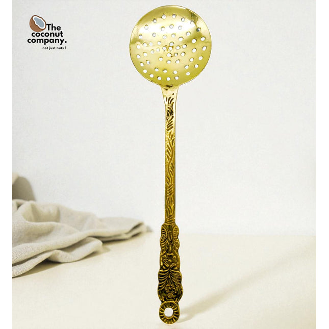 Brass Cooking Ladle - Antique Frying & Serving Spoon for Kitchen | Premium Brass Cooking Utensils