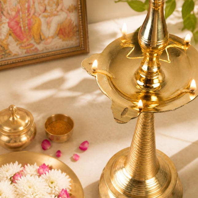 Bronze Kerala Nilavilakku with Wicks