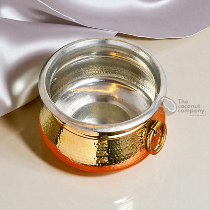 Pure Brass Handi / Degchi with Tin Lining – Royal Hammered Design Casserole with Lid