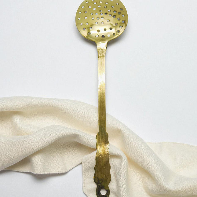 Brass Cooking Ladle - Antique Frying & Serving Spoon for Kitchen | Premium Brass Cooking Utensils