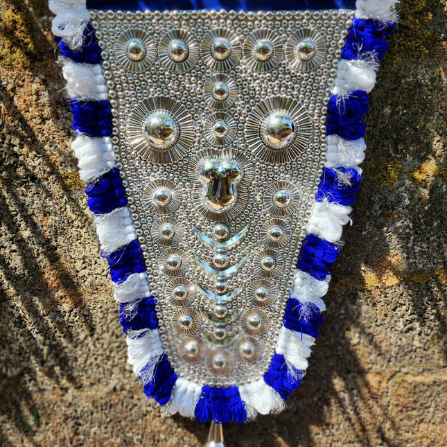 Hand Made Nettipattam (Blue) With Silver Work-Elephant Caparison (blue)