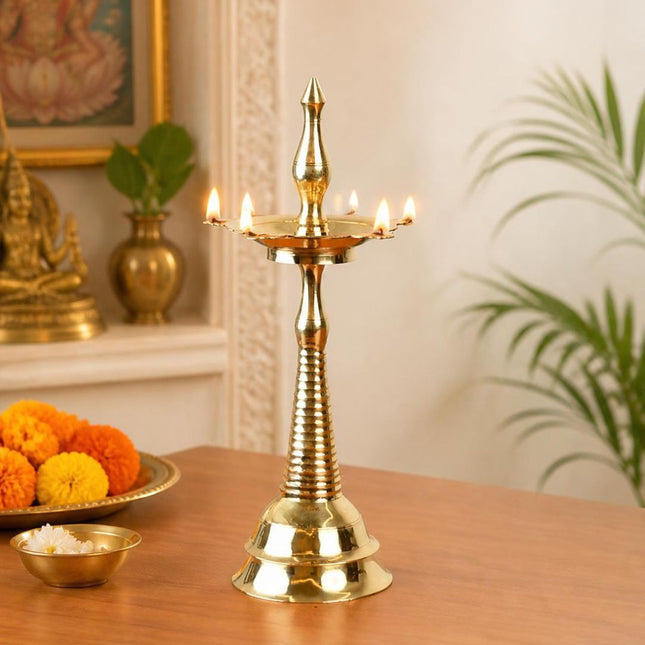 Bronze Kerala Nilavilakku with Wicks