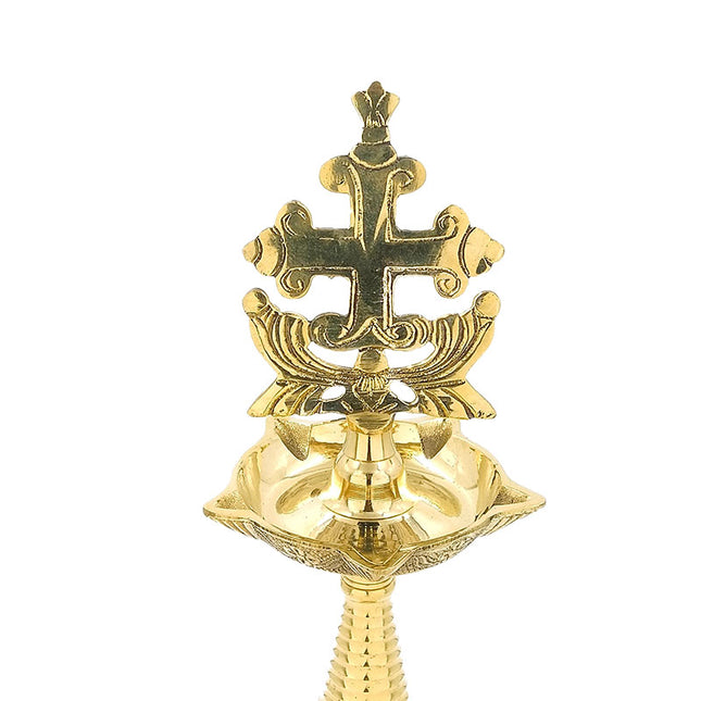 Bronze Nilavilakku With Sleeba Cross