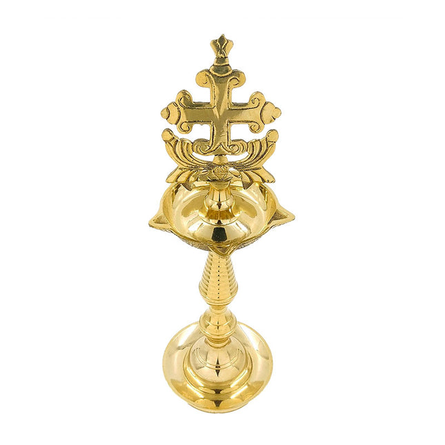 Bronze Nilavilakku With Sleeba Cross