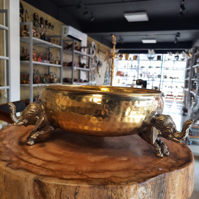 Brass Decorative Uruli with Elephant Stand-special