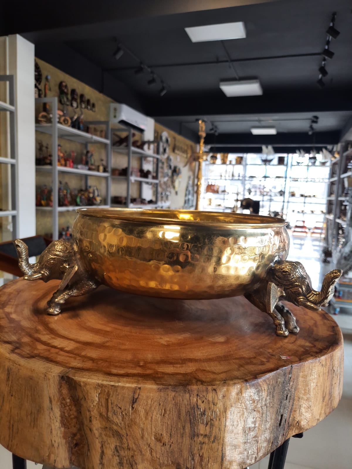 Brass Decorative Uruli with Elephant Stand-special