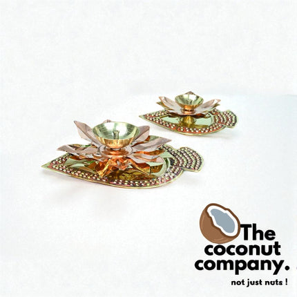 Handcrafted Brass Lotus Diya for Pooja | Traditional Akhand Deep with Golden Finish (Large & Small)