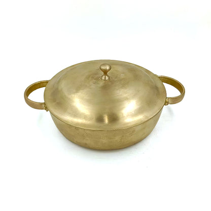 Bronze Kadhai with Lid for Traditional & Healthy Cooking - 9 inch
