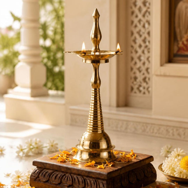 Bronze Kerala Nilavilakku with Wicks