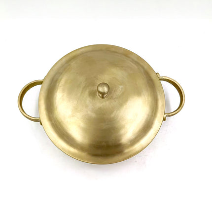 Bronze Kadhai with Lid for Traditional & Healthy Cooking - 9 inch