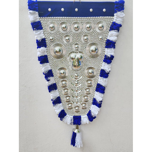 Hand Made Nettipattam (Blue) With Silver Work-Elephant Caparison (blue)