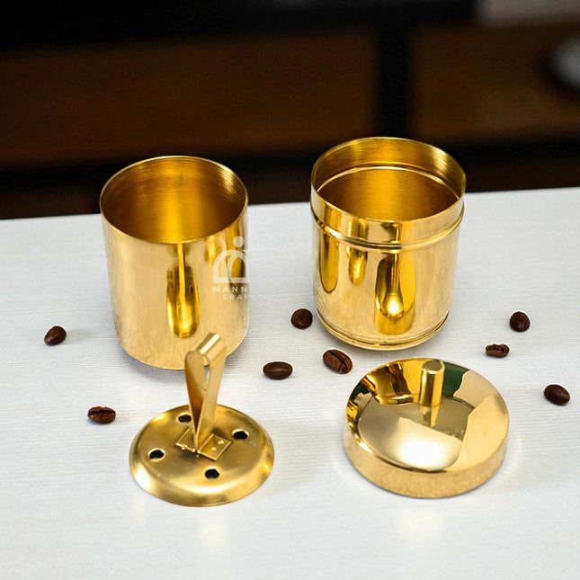Premium Brass South Indian Coffee Filter with 4 Dabara Sets – Authentic Filter Coffee Maker