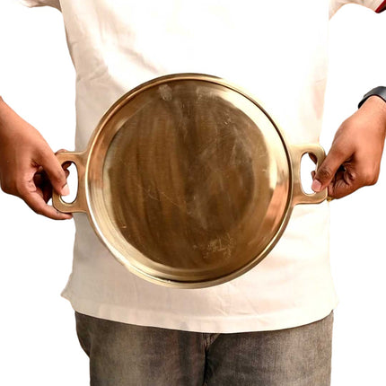 Premium Double-Handle Bronze Tawa for Even Cooking & Perfect Crisp - 11.5 inch