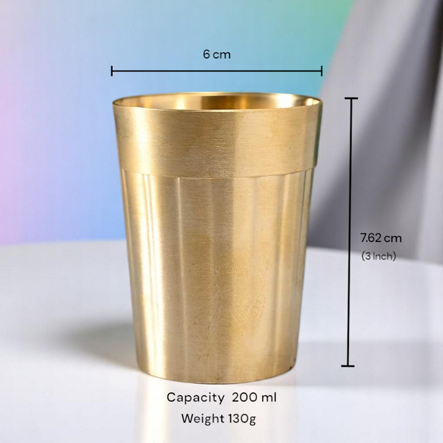 Handmade Bronze Tea Glass with Lining Design | Elegant Tumbler for Drinkware & Tableware -Matt Finish