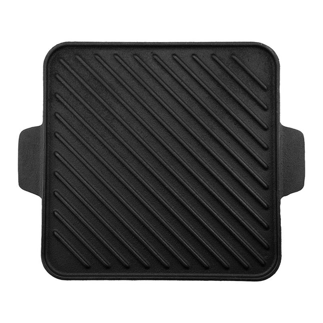 Pre-Seasoned Black Cast Iron Griddle Pan Reversible (Tawa + Grill Pan)-Black
