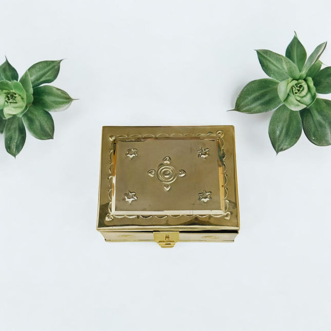 Traditional Brass Rectangle Betel Box | Large Brass Decorative Box for Home Decor