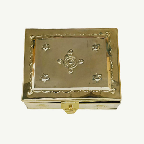 Traditional Brass Rectangle Betel Box | Large Brass Decorative Box for Home Decor