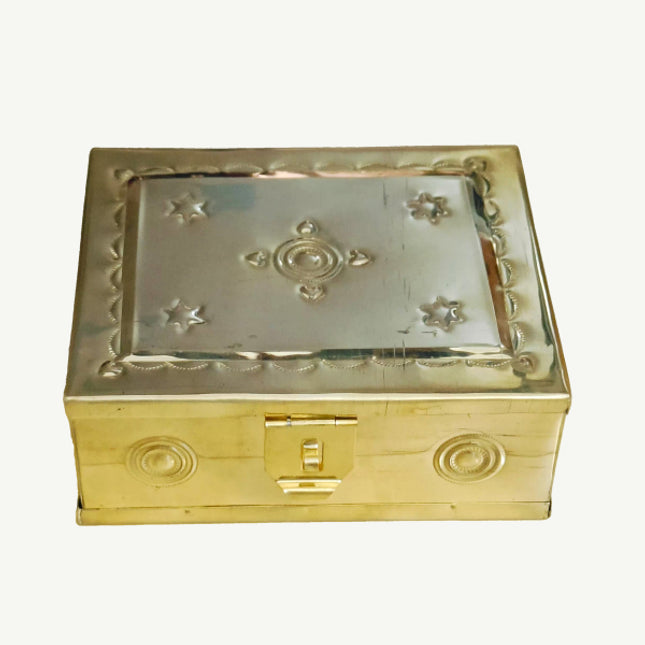 Traditional Brass Rectangle Betel Box | Large Brass Decorative Box for Home Decor