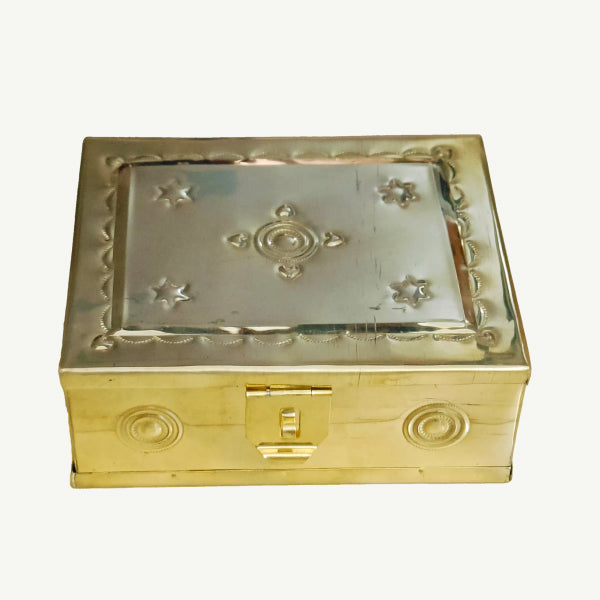 Traditional Brass Rectangle Betel Box | Large Brass Decorative Box for Home Decor