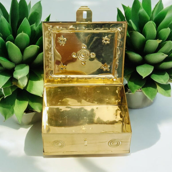 Traditional Brass Rectangle Betel Box | Large Brass Decorative Box for Home Decor