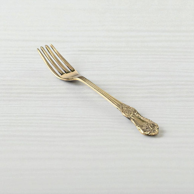Luxury Golden Brass Cutlery Set of 5 – 5 Spoons & 5 Forks, Handcrafted Premium Dining Set