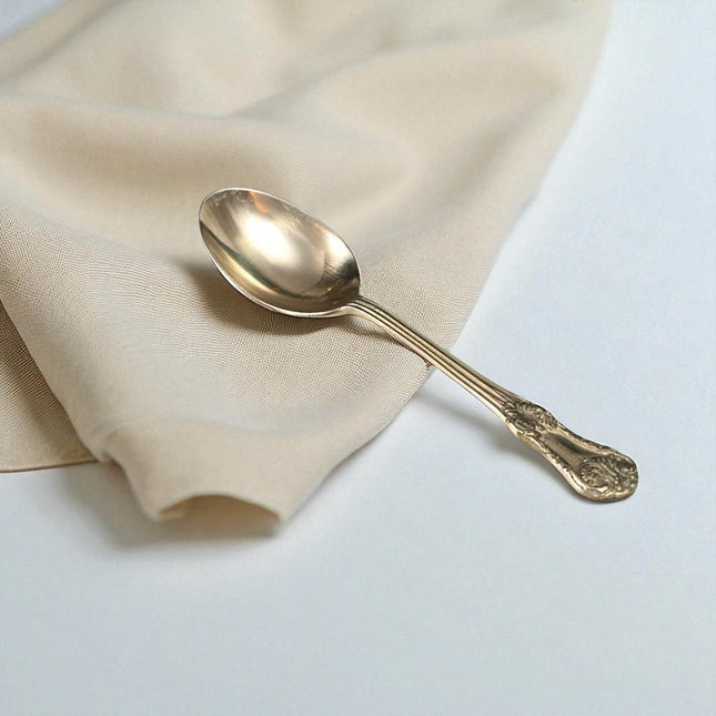 Luxury Golden Brass Cutlery Set of 5 – 5 Spoons & 5 Forks, Handcrafted Premium Dining Set